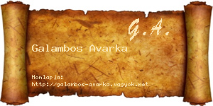 Galambos Avarka névjegykártya
